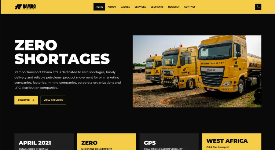 Rambo Transport Website preview